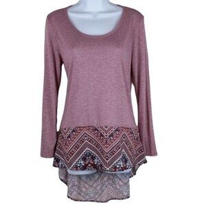 Camille & Co Women's Pink/Rose Top high/low long sleeve  Size S